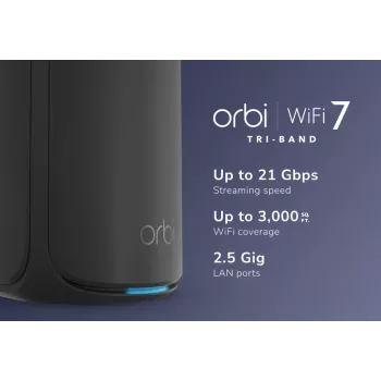 NETGEAR ORBI 870 WiFi 7 Tri-Band MESH-SATELLITE RBE870B Melns