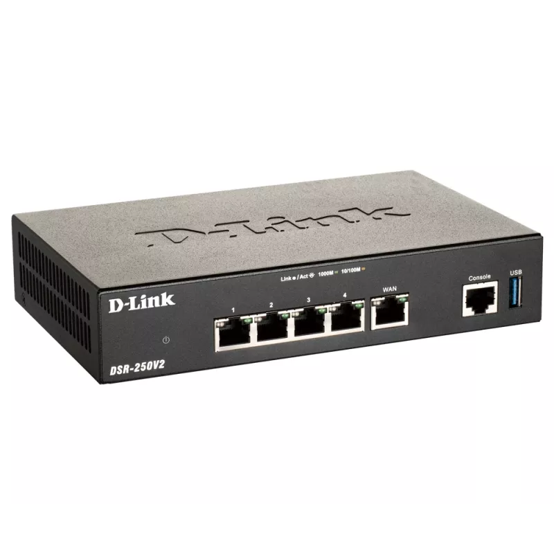 D-Link DSR-250V2/E VPN maršrutētājs ar drošību, 4 gigabitu porti