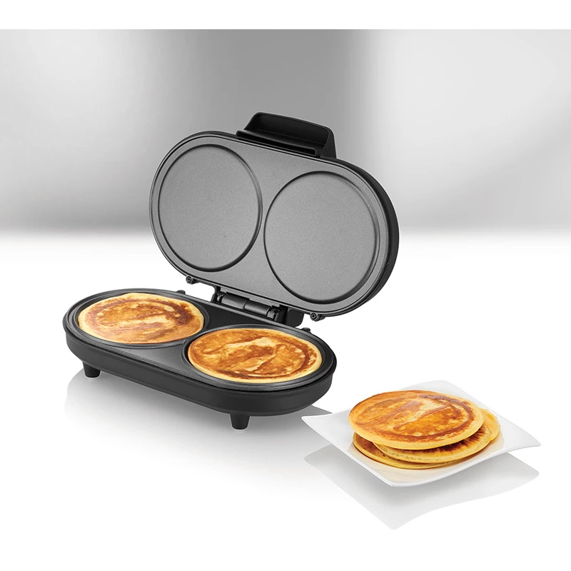 Unold 48165 American pankūku pagatavotājs, 2 pankūkas, 13,5 cm, 1000 W, melns / slīpēts nerūsējošais tērauds