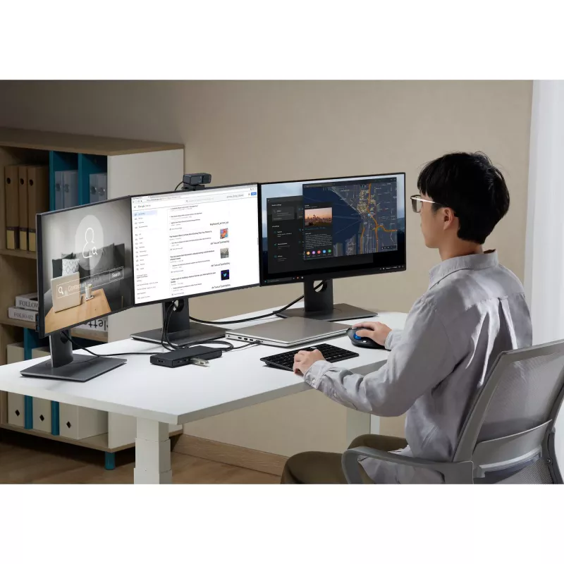 Kensington SD4842P EQ USB-C 10Gbps trīs ekrānu bezvadītāja dokstacija ar 100W barošanu