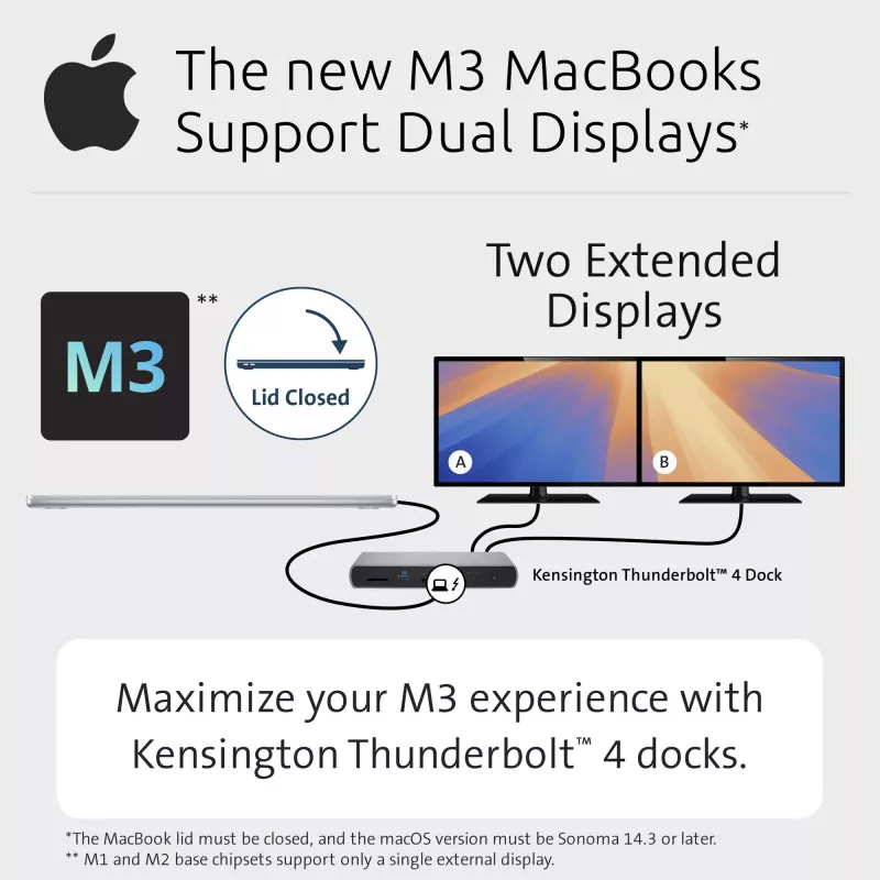 Kensington SD5760T Thunderbolt 4 Dual 4K Docking Station ar 96W barošanu