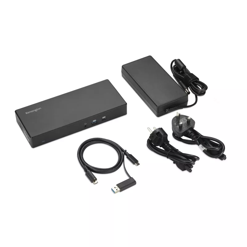 Kensington SD4781P EQ USB-C & USB-A Dual 4K Dokstacija, Vadu, USB 3.2 Gen 2 (3.1 Gen 2) Type-C, 100 W, 3.5 mm, 10,100,1000 Mbit/s, Melna