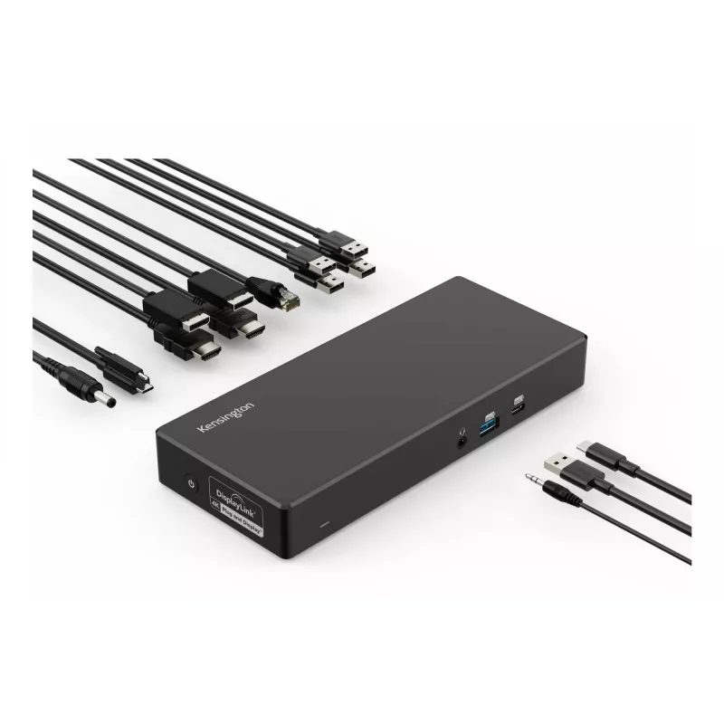 Kensington SD4781P EQ USB-C & USB-A Dual 4K Dokstacija, Vadu, USB 3.2 Gen 2 (3.1 Gen 2) Type-C, 100 W, 3.5 mm, 10,100,1000 Mbit/s, Melna
