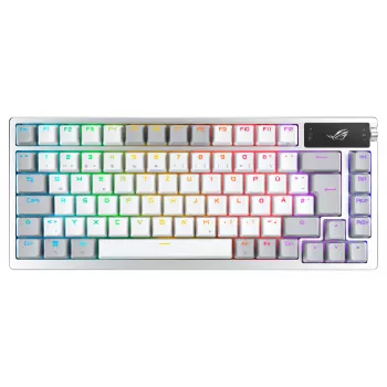 Spēļu tastatūra ASUS ROG Azoth White, USB + RF Bezvadu + Bluetooth, QWERTZ vācu
