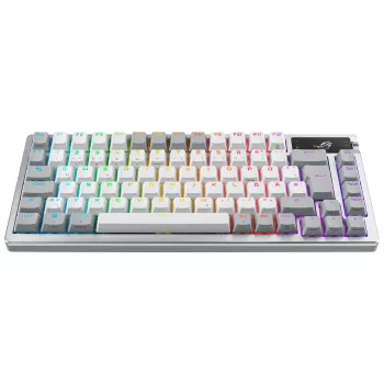 Spēļu tastatūra ASUS ROG Azoth White, USB + RF Bezvadu + Bluetooth, QWERTZ vācu