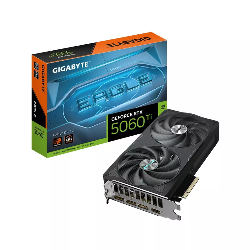 Grafikas karte GIGABYTE GeForce RTX 5060 Ti 8GB GDDR7, PCIe 5.0, 128-bit, 3x DP 2.1b + HDMI 2.1b, 2 ventilatori, 135W, OC
