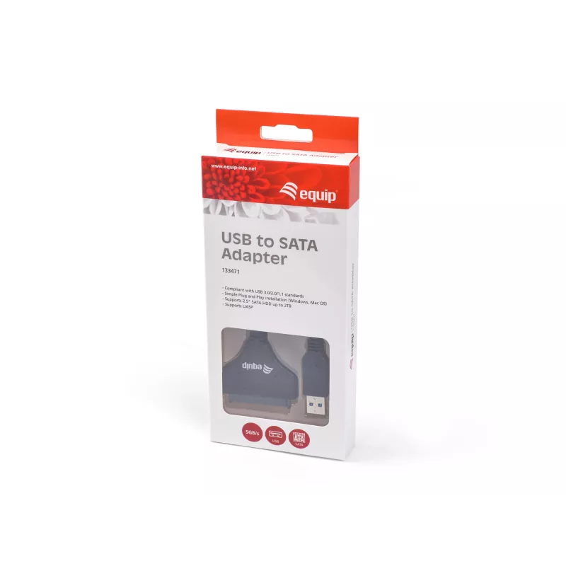 Equip USB 3.0 uz SATA adapteris, melns, 5 Gbit/s
