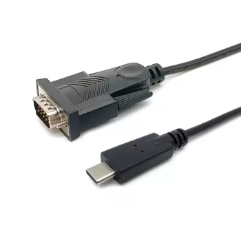 Equip USB-C uz Serial DB9 kabelis, vīriešu/vīriešu, 1,5 m, melns