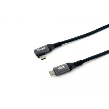 Equip USB 2.0 C uz C 90° leņķa kabelis, vīr./vīr., 1,0 m, 100W ar Emark mikroshēmu
