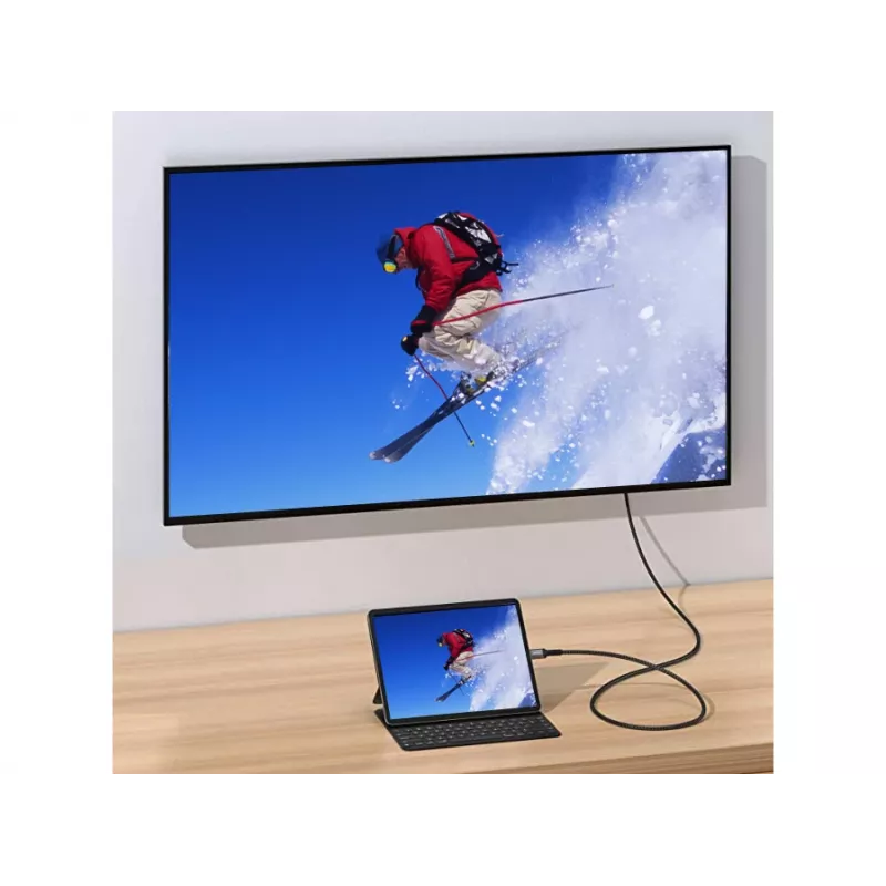 Equip USB-C uz DisplayPort Premium Kabelis, Vīrie/Vīrie, 1,0 m, 8K/60Hz