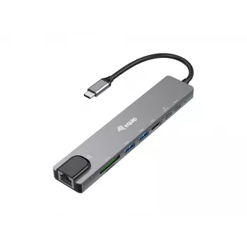 Equip USB-C 8-in-1 daudzfunkciju adapteris, vadu, USB Type-C, 100 W, 1000 Mbit/s, 1000BASE-T, IEEE 802.3ab