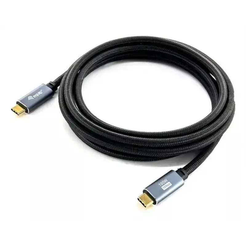 USB C uz C kabelis EQUIP 3.0 m — USB 3.2 Gen 2 (10 Gbps), PD100W, 4K/60Hz, melns