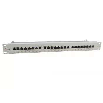 Equip 24-Port Cat.6A Ekranēts Sadales Panelis, Gaiši Pelēks, 10/100/1000Base-T(X), Gigabit Ethernet, 1000 Mbit/s, RJ-45, Cat6a, Rack stiprinājums
