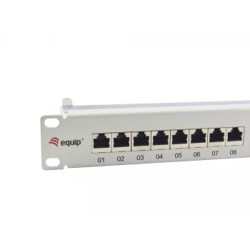 Equip 24-Port Cat.6A Ekranēts Sadales Panelis, Gaiši Pelēks, 10/100/1000Base-T(X), Gigabit Ethernet, 1000 Mbit/s, RJ-45, Cat6a, Rack stiprinājums