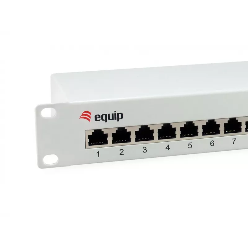 Equip 12-Port Cat.6 Shielded Patch Panel, Gaiši Pelēks, Gigabit Ethernet, 1000 Mbit/s, RJ-45, Cat6, Cat6e, 1U, Pelēks