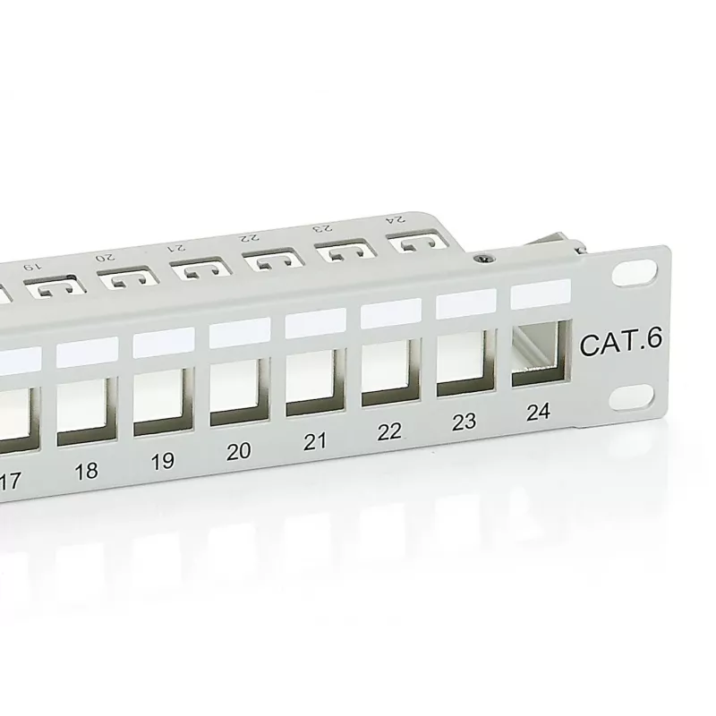 Equip 24-Portu Keystone Cat.6 Ekranēts Sadales Panelis, Gaiši Pelēks