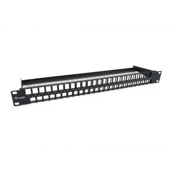 Equip 48-Portu Keystone Cat.6 Neekranēts Sadalnes Panelis, Melns, RJ-45, 1U, Tērauds