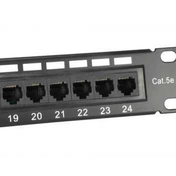Equip 24-Portu Cat.5e Neekranēts Sadales Panelis, Melns, 1U, Rack Montāžai