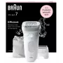 Epilators BRAUN Silk-épil 7 7-041 — bezvadu slapjā/sausā epilators ar MicroGrip, masāžu, skuvekli un bikini trimmeri, pelēks/balts