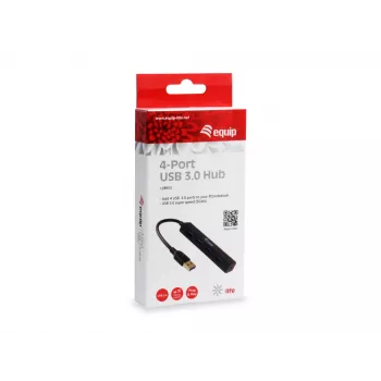 Equip 128953 USB centrmezgls USB 3.2 Gen 1 (3.1 Gen 1) Type-A 5000 Mbit/s Melns