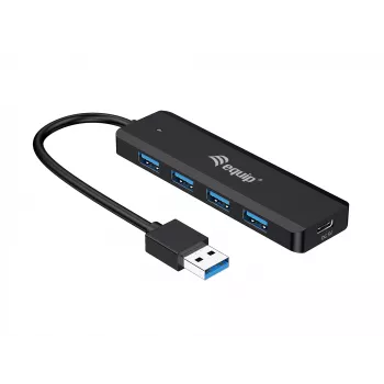 4 portu USB 3.2 Gen 1 centrmezgls Equip ar USB-C adapteri, melns, 5000 Mbit/s