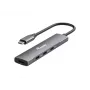 Equip USB-C 4 portu USB 3.2 Gen 1 centrmezgls, 5 Gbit/s, melns/sudrabs, alumīnijs, 0.15 m