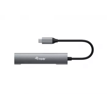 Equip USB-C 4 portu USB 3.2 Gen 1 centrmezgls, 5 Gbit/s, melns/sudrabs, alumīnijs, 0.15 m
