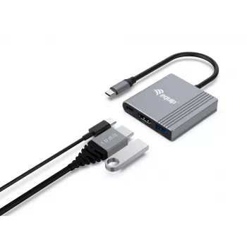 Equip 3-in-1 USB-C uz HDMI / USB-A / USB PD adapteris, 3.2 Gen 1, USB Type-C, HDMI izeja, 3840 x 2160 pikseļi