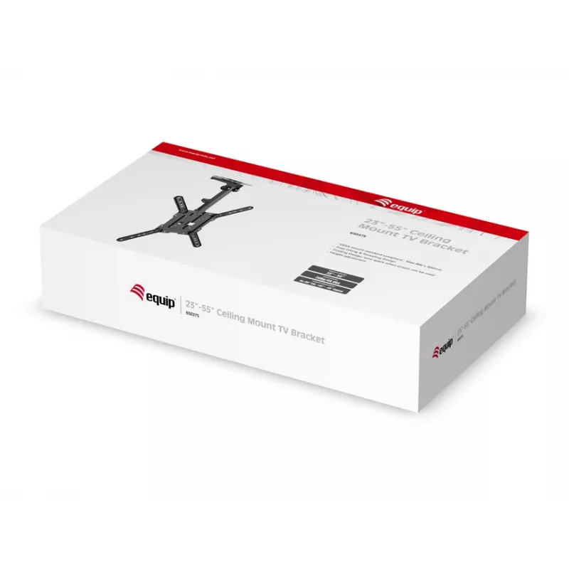 Equip griestu stiprinājums TV 23-55 collas, 75x75-400x400 mm, 0-80°, -45-45°, melns