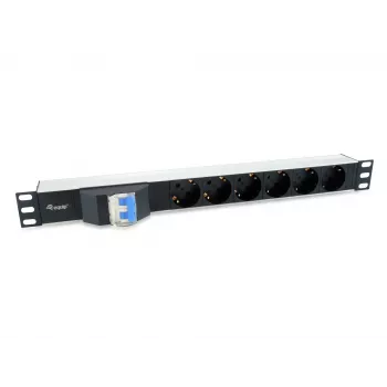 Equip 333312 strāvas sadalītājs (PDU) 6 AC kontaktligzdas 1U Melns