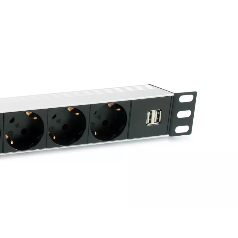 Equip 333315 strāvas sadales bloks (PDU) 7 AC kontaktligzdas 1U Melns, Sudrabs