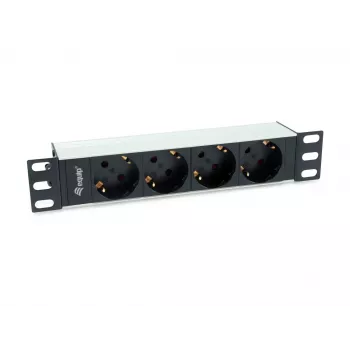 Equip 333311 strāvas sadalītājs (PDU) 4 kontaktligzdas 1U Melns, Sudrabs