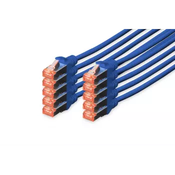 DIGITUS savienotājkabelis - CAT6 - S/FTP - Snagless - Cu - 5m - zils - 10pk