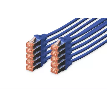 DIGITUS Patch kabelis - CAT6 - S/FTP - Snagless - Cu - 2m - zils - 10 gab. iepakojumā