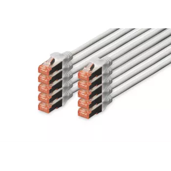 DIGITUS savienotājkabelis - CAT6 - S/FTP - Snagless - 50cm - pelēks - 10pk