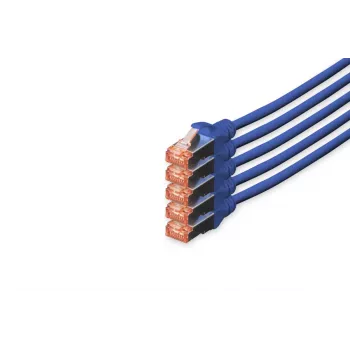 DIGITUS savienotājkabelis - CAT6 - S/FTP - Snagless - Cu - 10m - zils - 5pk
