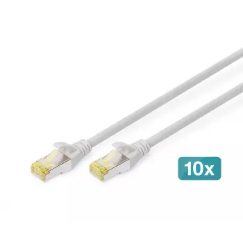 DIGITUS Patch kabelis - CAT6a - S/FTP - Snagless - Cu - 0,25m - pelēks - 10gab