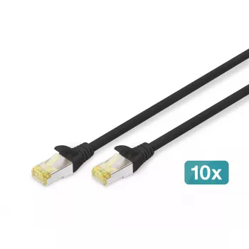 DIGITUS savienojuma kabelis - CAT6a - S/FTP - Snagless - 3m - melns - 10 gab. iepakojums