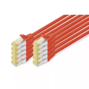 DIGITUS savienotājkabelis - CAT6a - S/FTP - Snagless - 3m - sarkans - 10pk
