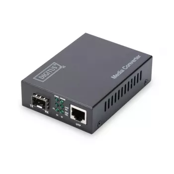 DIGITUS Media Konvertors, SFP 10/100/1000Base-T uz SFP atvērtu slotu, iesk. barošanas bloku, bez SFP moduļa