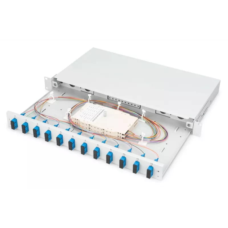 DIGITUS Fiber Optic Sliding Splice Box 1U, 12x SC duplex, OS2, DN-96321/9