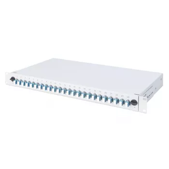 DIGITUS Fiber Optic Sliding Splice Box, 1U, aprīkots ar 24x LC duplekss, iekļauts M25 skrūve, splicēšanas kasete, krāsaini pigtaili OM4, adapteri