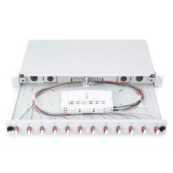 DIGITUS Fiber Optic Sliding Splice Box, 1U, 12x LC Duplex, OM4