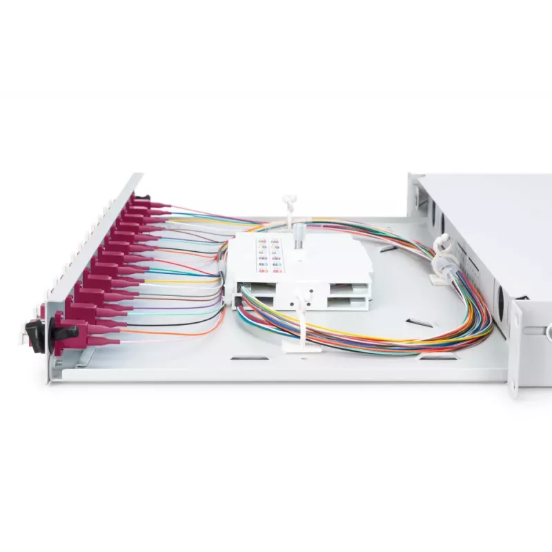 DIGITUS Fiber Optic Sliding Splice Box, 1U, 12x LC Duplex, OM4