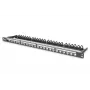 DIGITUS Modular Patch Panel, ekranēts 24-portu, marķējuma lauks, 0.5U, statīva montāža, melns RAL 9005