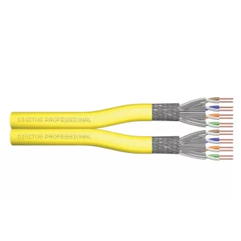 DIGITUS instalācijas kabelis - Cat 7a - S/FTP - AWG 22/1 duplekss - 100m - Dzeltens