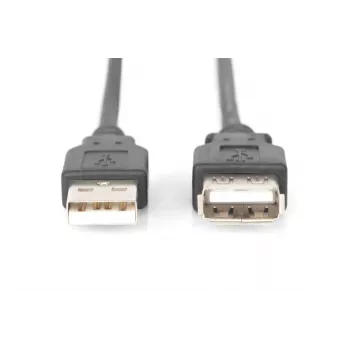 DIGITUS USB 2.0 pagarinātājkabelis, A tipa vīrišķais/sieviešu, 2m, melns