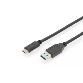 DIGITUS ASSMANN USB Type-C savienojuma kabelis, C uz A vīr./vīr., 1m, pilns aprīkojums, Gen2, 3A, 10Gb/s, 3.1 versija, CE, melns