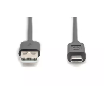 DIGITUS ASSMANN USB Type-C savienojuma kabelis, C uz A vīriešu/vīriešu, 3m, 3A, 480 Mb/s, 2.0 versija, melns
