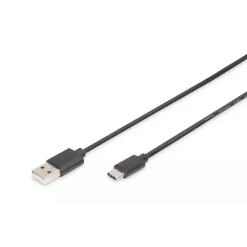 DIGITUS ASSMANN USB Type-C savienojuma kabelis, Type-C uz A M/M, 2m, 3A, 480Mbps, 2.0 versija, melns